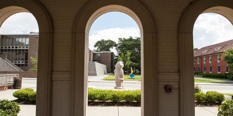 Picture of statue on ECU campus