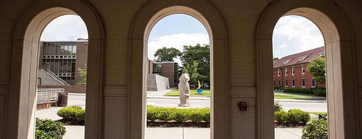 Picture of statue on ECU campus